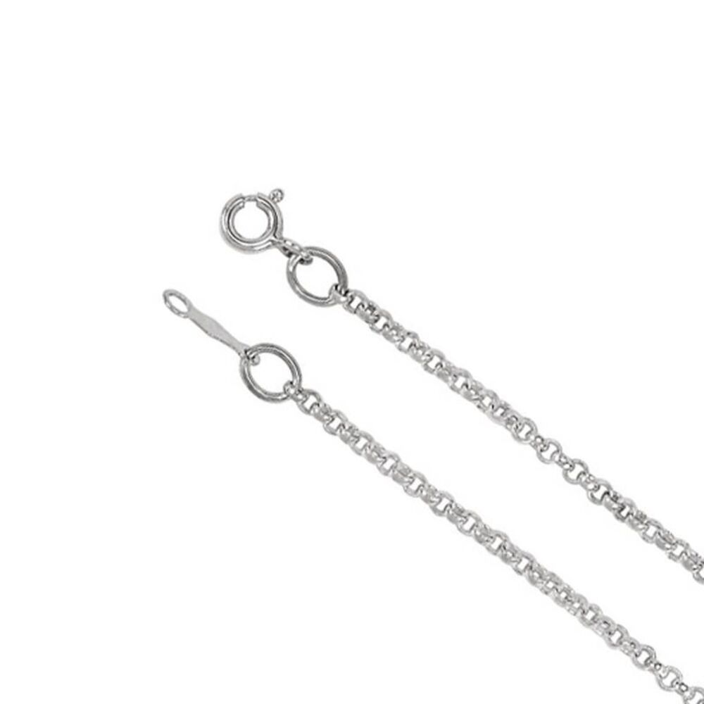 2mm, 14k White Gold Solid Rolo Chain Necklace, 16 Inch